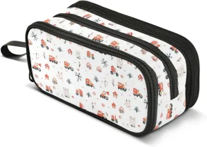 GuoChe Car Tractor Farm Mill Trailer Haystack Nylon Pencil Bag With Handle Large Capacity Large Pencil Case Stationery Organizer for School Teen