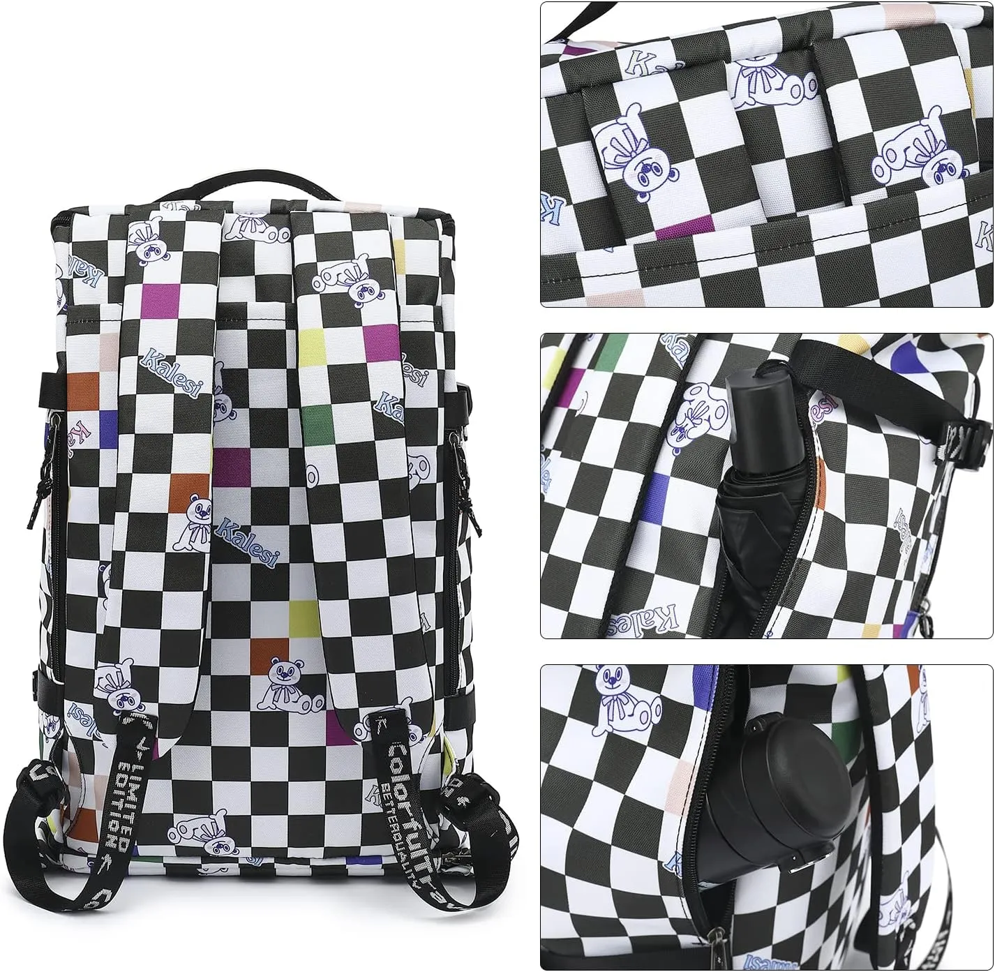 Gym Duffle Bag Backpack 4-Way Waterproof with Shoes Compartment for travel Sport Hiking laptop (Checkerboard) XL