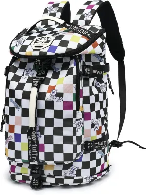 Gym Duffle Bag Backpack 4-Way Waterproof with Shoes Compartment for travel Sport Hiking laptop (Checkerboard) XL