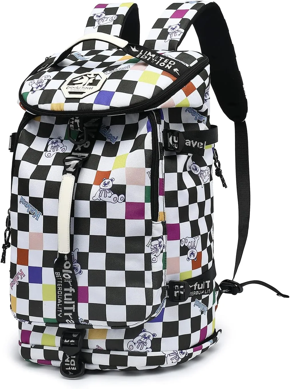 Gym Duffle Bag Backpack 4-Way Waterproof with Shoes Compartment for travel Sport Hiking laptop (Checkerboard) XL