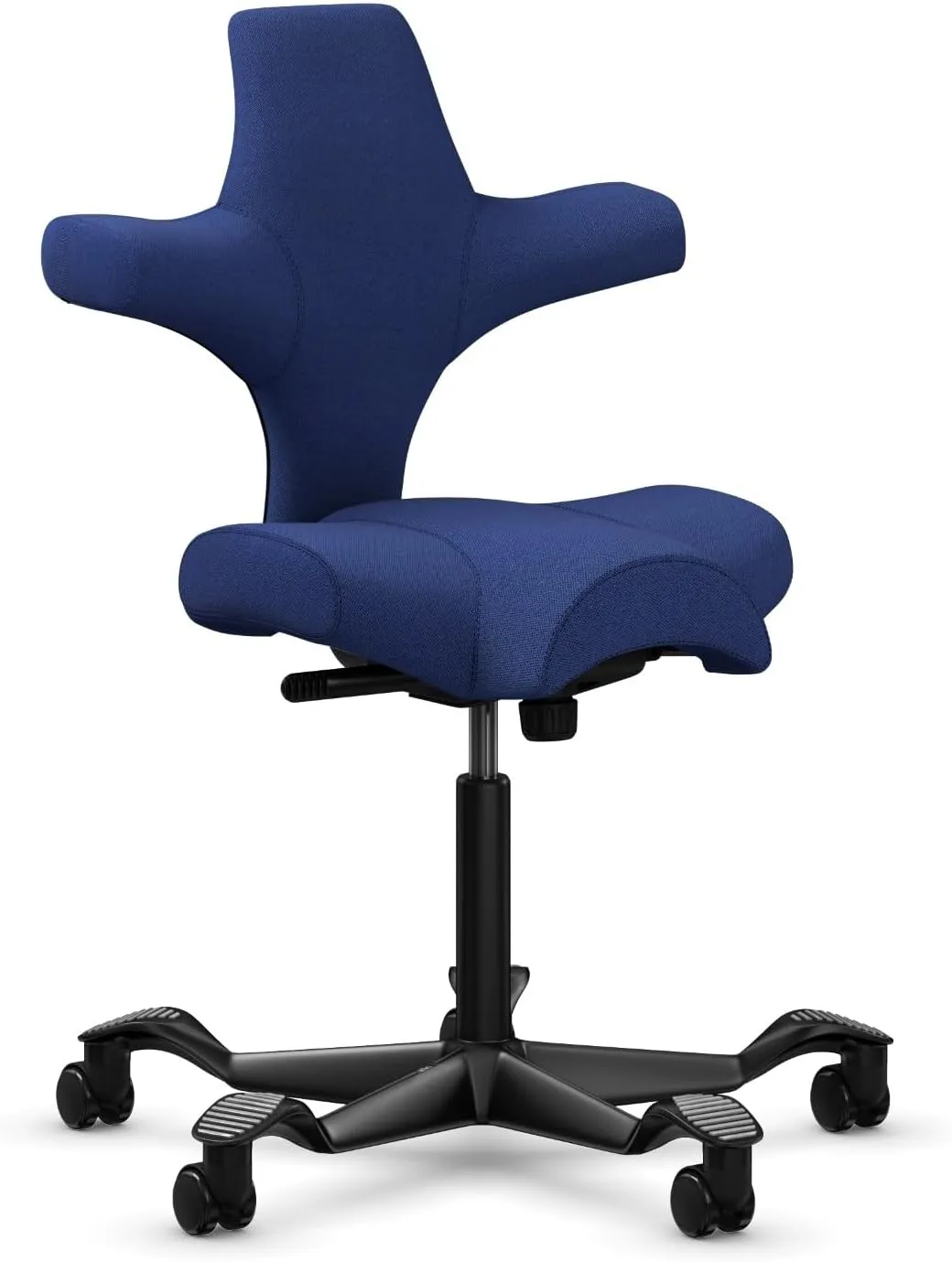 HAG Capisco Adjustable Sit to Stand Desk Chair - Black Frame - Cobalt Blue Polyester Seat