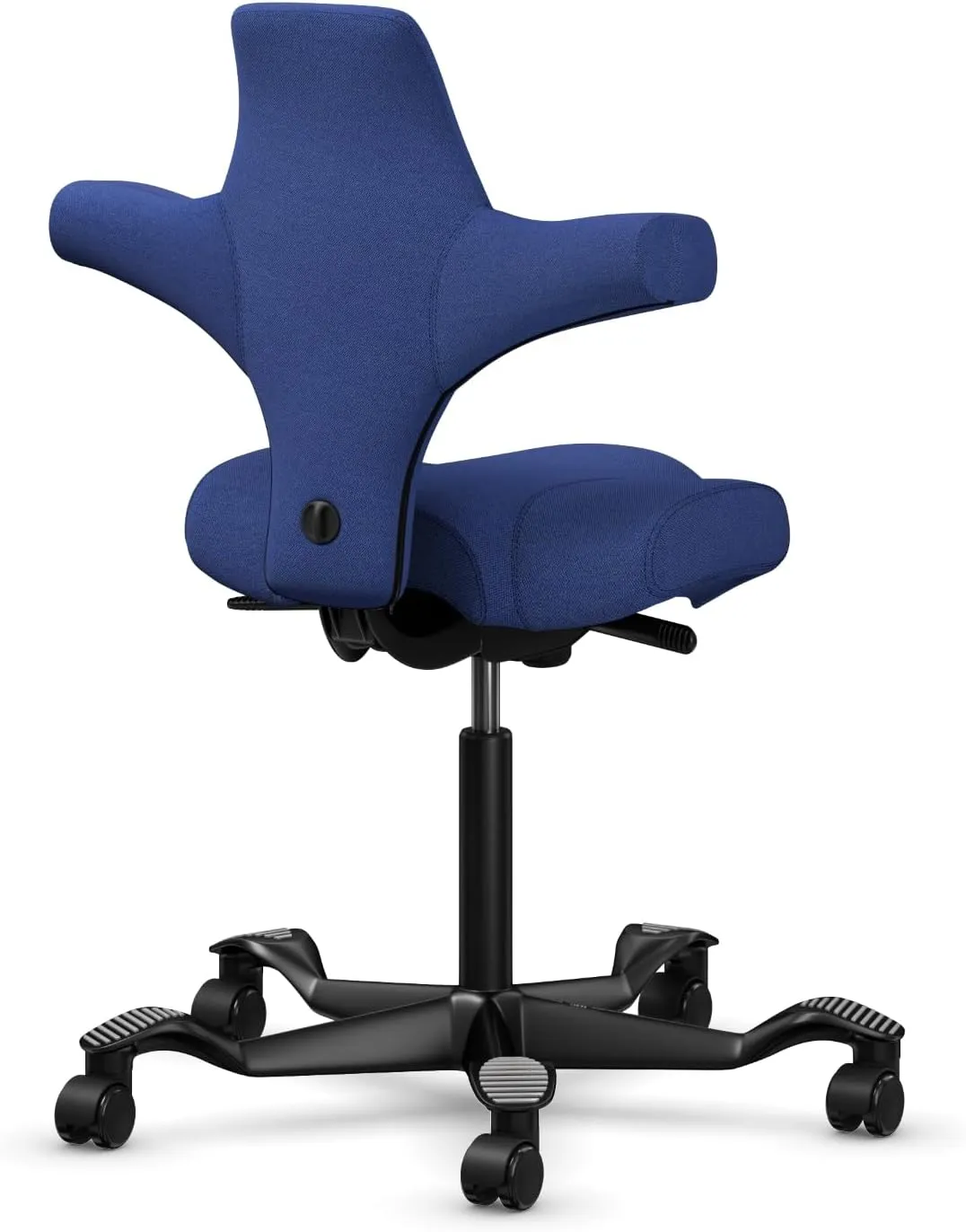 HAG Capisco Adjustable Sit to Stand Desk Chair - Black Frame - Cobalt Blue Polyester Seat