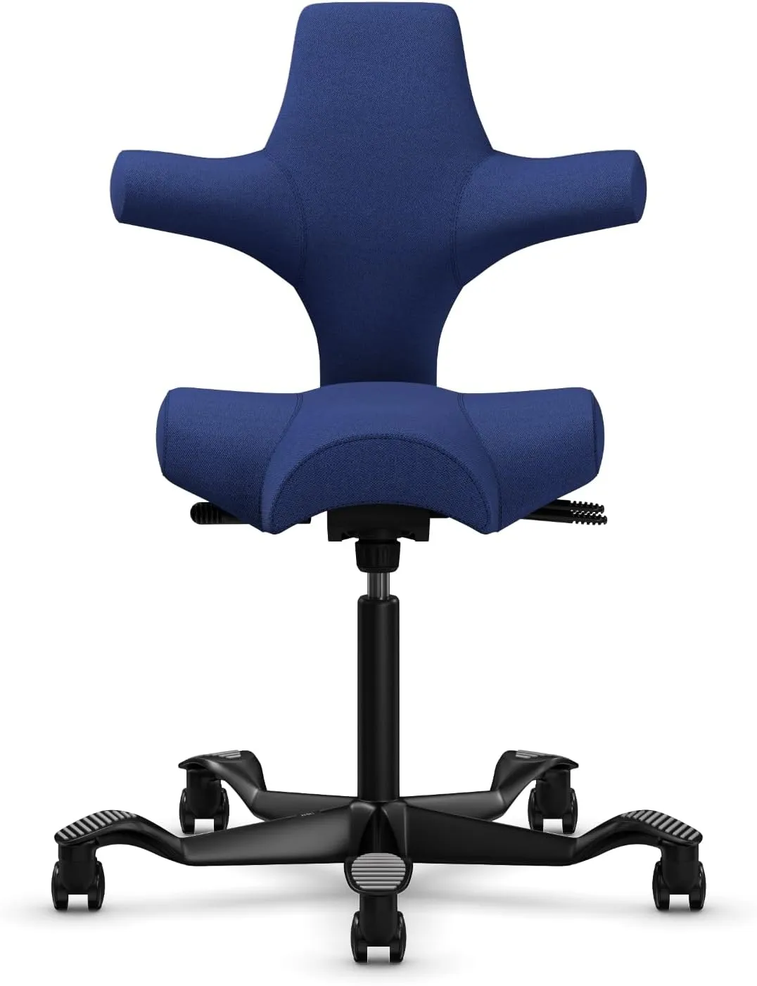 HAG Capisco Adjustable Sit to Stand Desk Chair - Black Frame - Cobalt Blue Polyester Seat