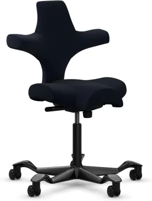 HAG Capisco Adjustable Sit to Stand Desk Chair - Black Frame - Eco Polyester Black Seat