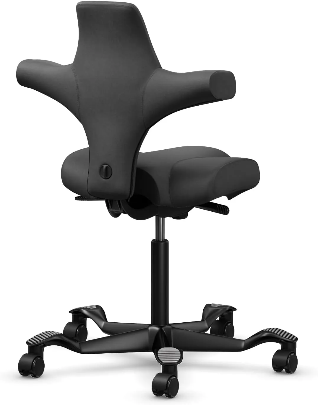 HAG Capisco Adjustable Sit to Stand Desk Chair - Black Frame - Eco Polyester Black Seat
