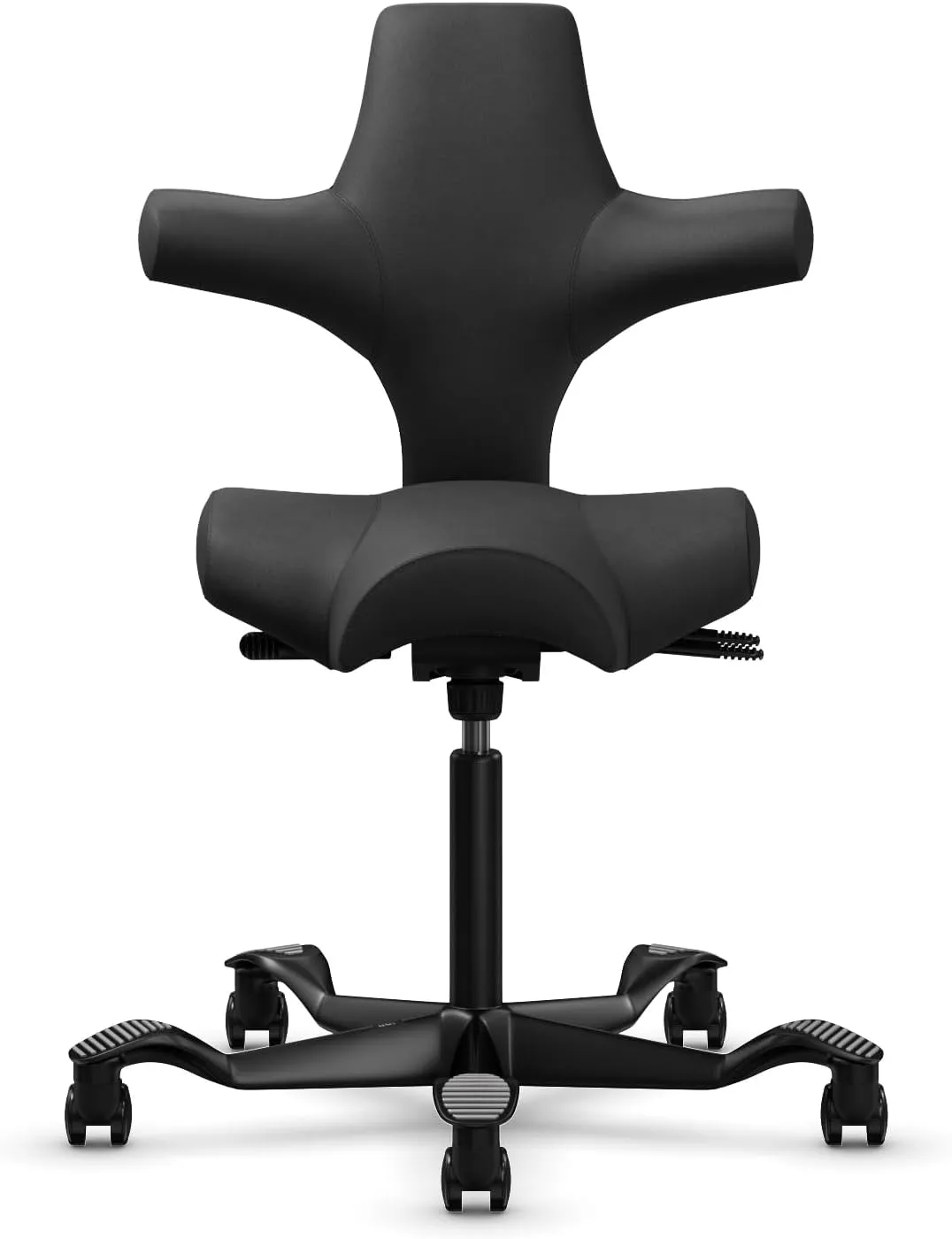 HAG Capisco Adjustable Sit to Stand Desk Chair - Black Frame - Eco Polyester Black Seat