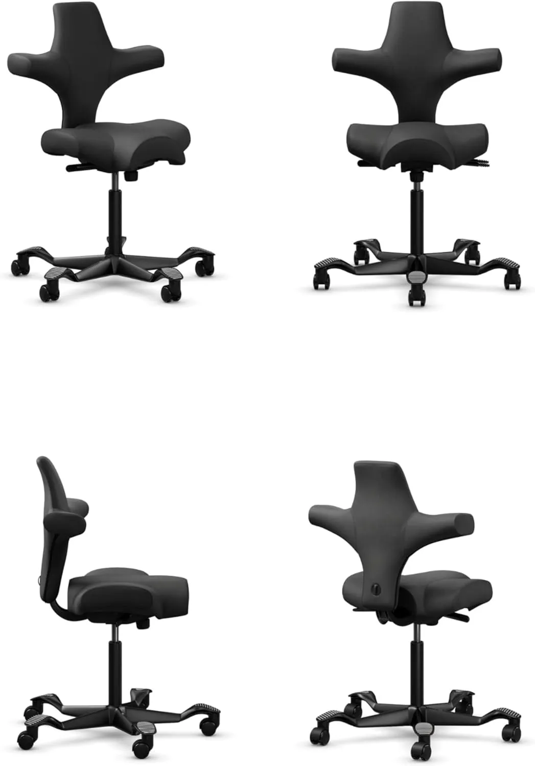 HAG Capisco Adjustable Sit to Stand Desk Chair - Black Frame - Eco Polyester Black Seat