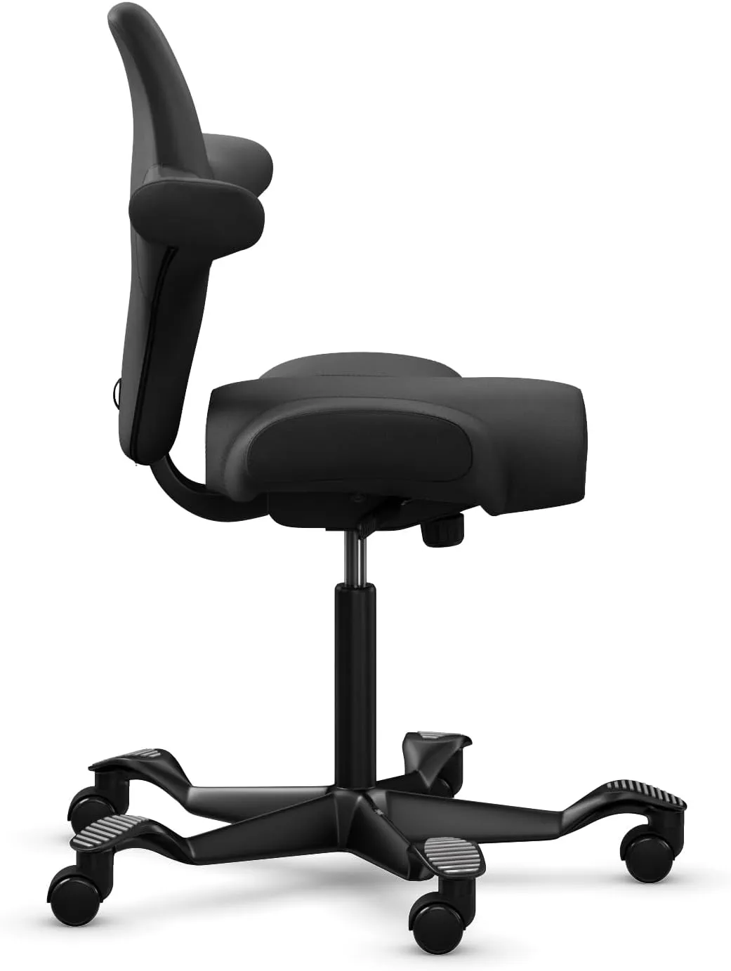 HAG Capisco Adjustable Sit to Stand Desk Chair - Black Frame - Eco Polyester Black Seat