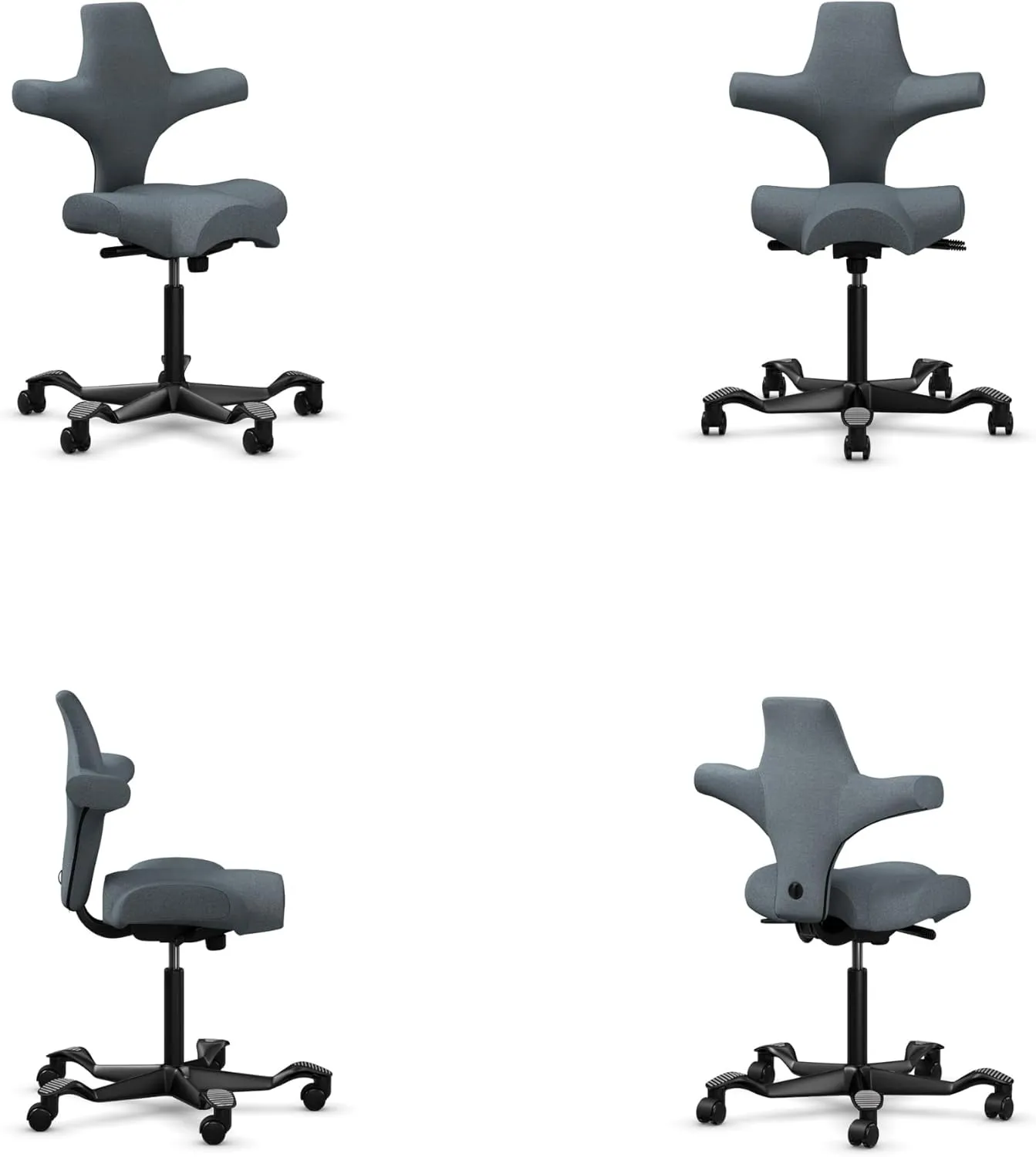 HAG Capisco Adjustable Sit to Stand Desk Chair - Black Frame - Gray Polyester Seat