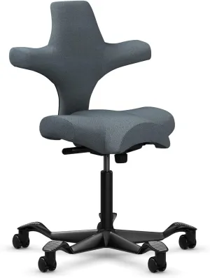 HAG Capisco Adjustable Sit to Stand Desk Chair - Black Frame - Gray Polyester Seat