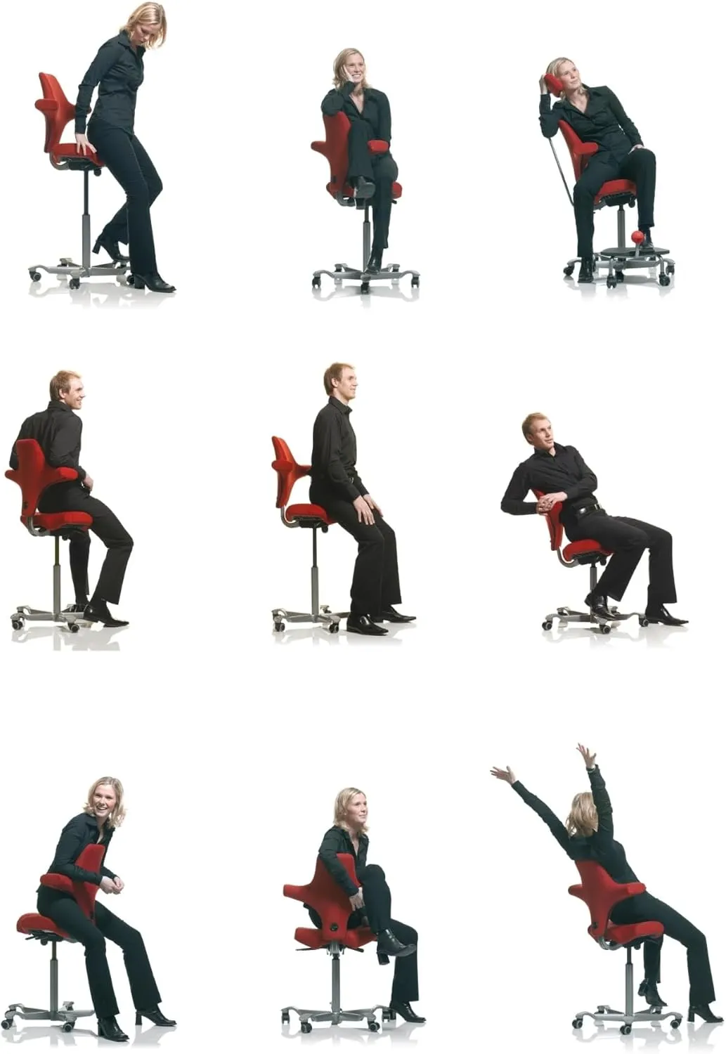 HAG Capisco Adjustable Sit to Stand Desk Chair - Black Frame - Gray Polyester Seat