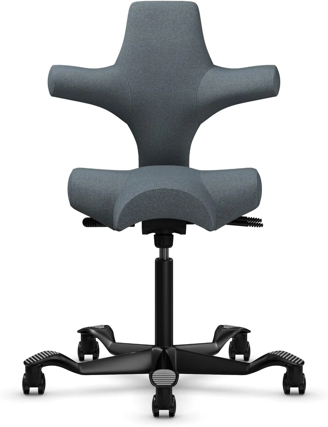 HAG Capisco Adjustable Sit to Stand Desk Chair - Black Frame - Gray Polyester Seat