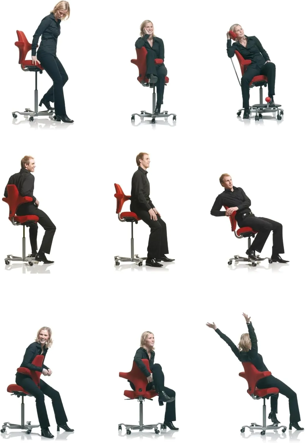 HAG Capisco Adjustable Sit to Stand Desk Chair - Black Frame - Pink Polyester Seat