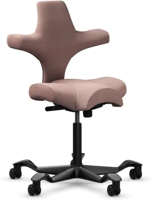 HAG Capisco Adjustable Sit to Stand Desk Chair - Black Frame - Pink Polyester Seat