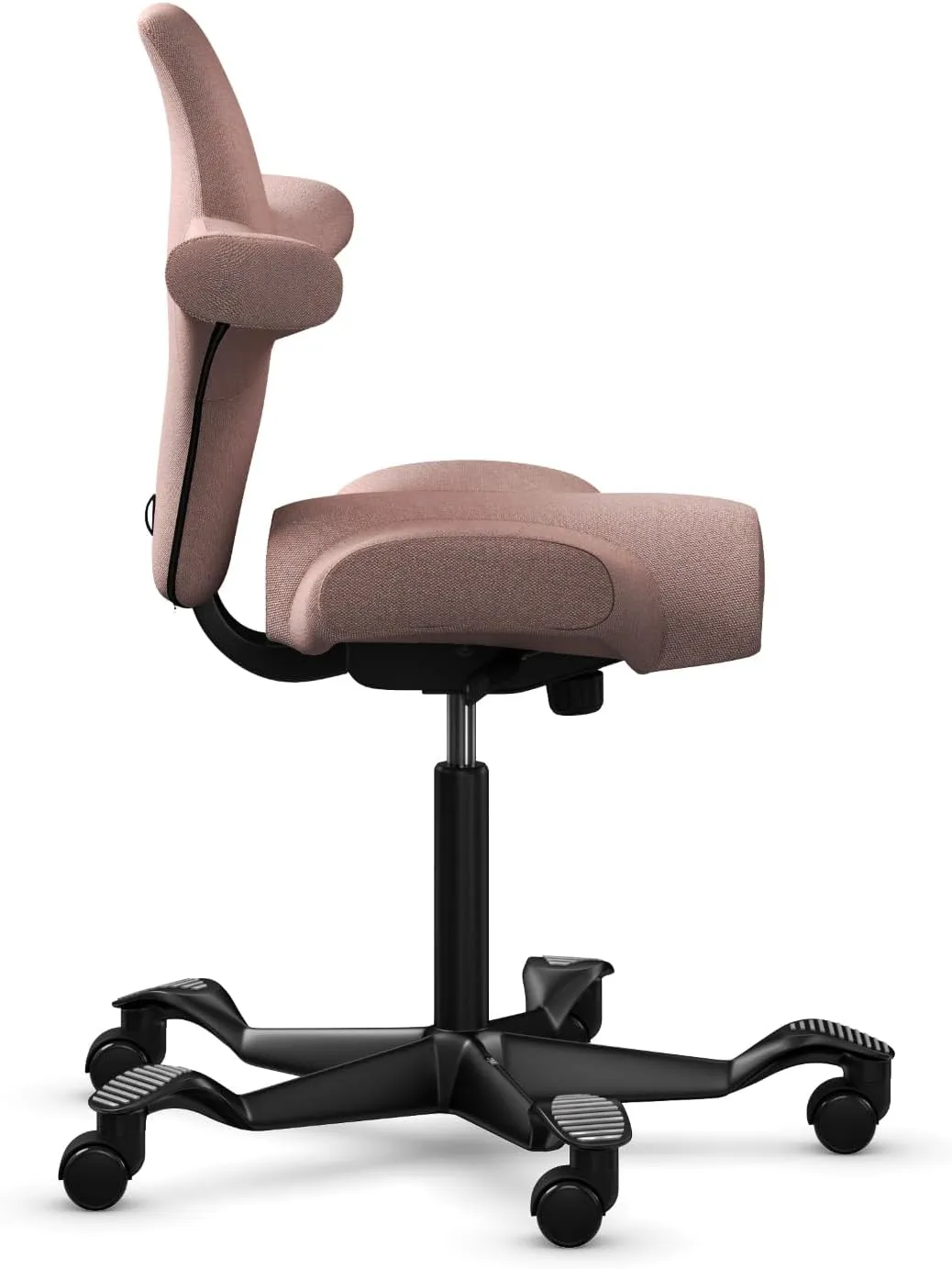 HAG Capisco Adjustable Sit to Stand Desk Chair - Black Frame - Pink Polyester Seat