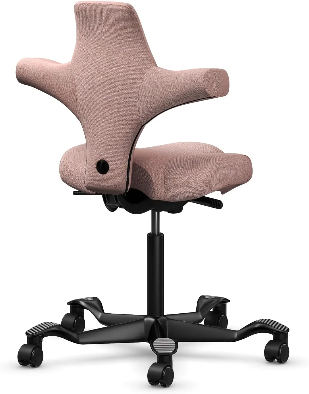 HAG Capisco Adjustable Sit to Stand Desk Chair - Black Frame - Pink Polyester Seat