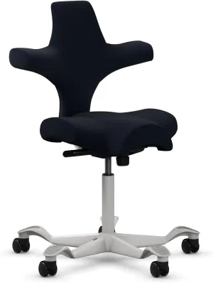 HAG Capisco Adjustable Sit to Stand Desk Chair - Silver Frame - Black Polyester Seat