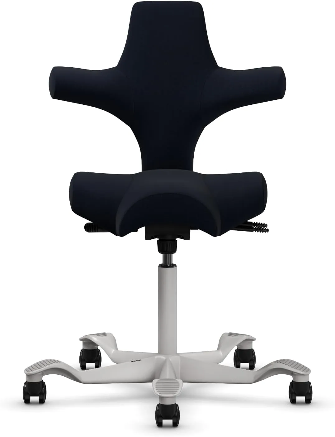 HAG Capisco Adjustable Sit to Stand Desk Chair - Silver Frame - Black Polyester Seat