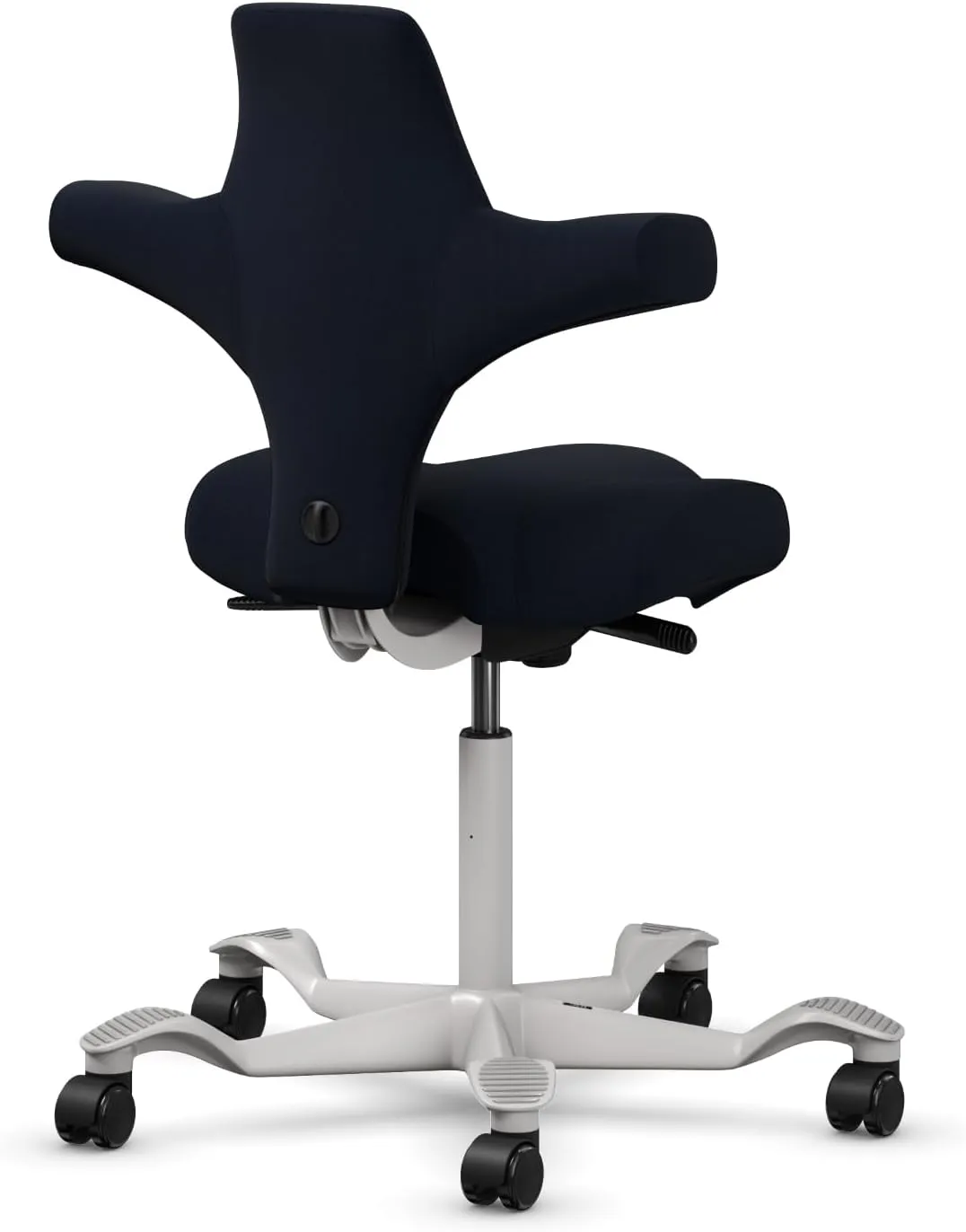 HAG Capisco Adjustable Sit to Stand Desk Chair - Silver Frame - Black Polyester Seat