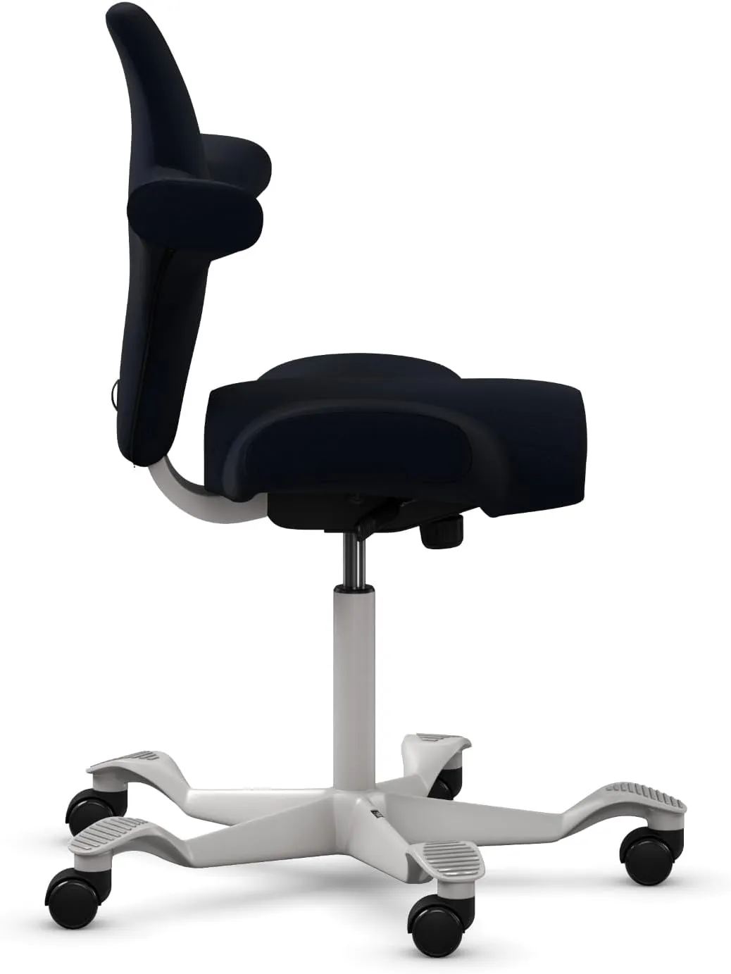 HAG Capisco Adjustable Sit to Stand Desk Chair - Silver Frame - Black Polyester Seat