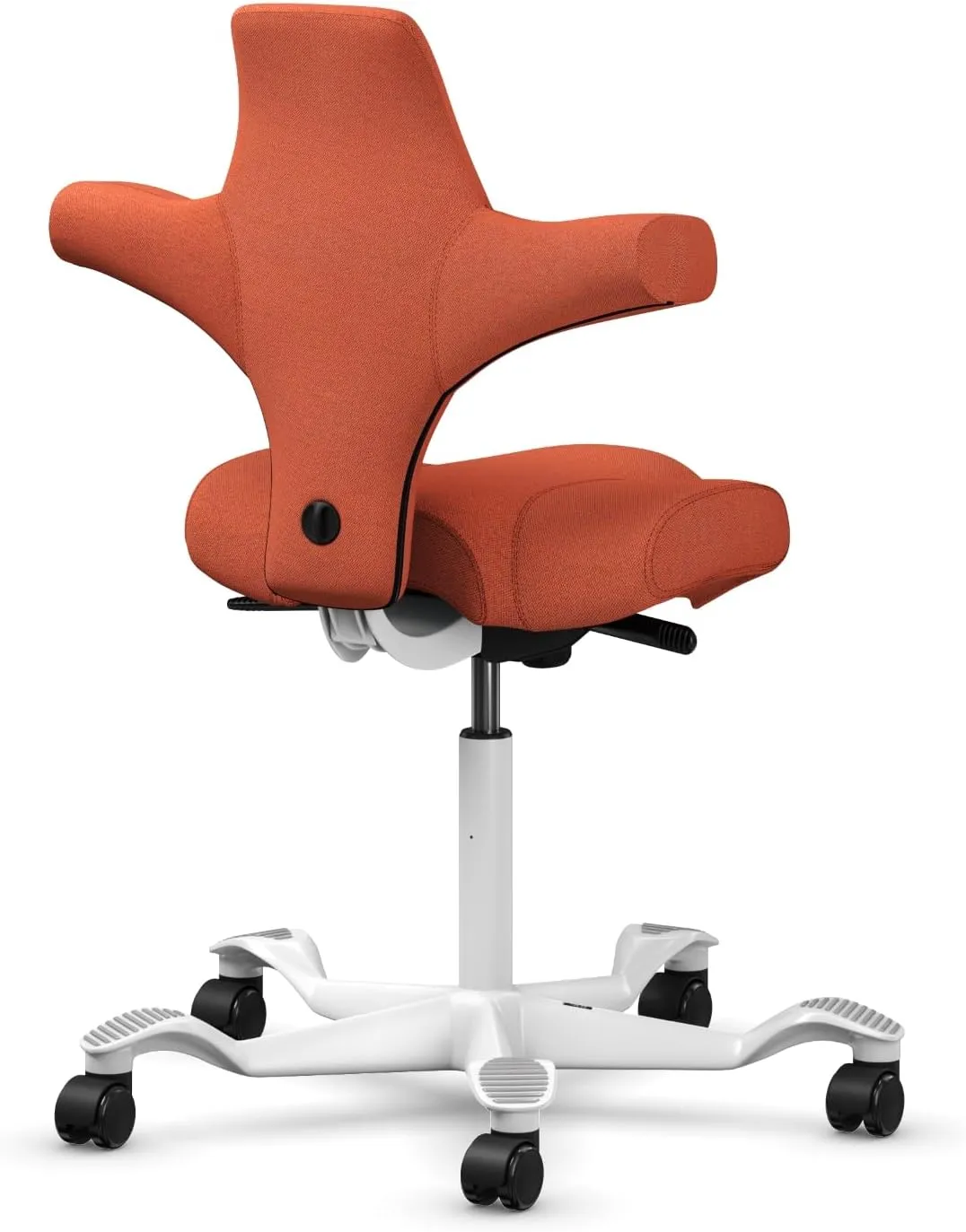 HAG Capisco Adjustable Sit to Stand Desk Chair - White Frame - Burnt Red Polyester Seat