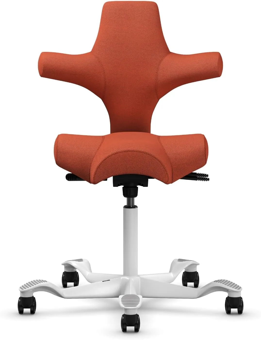 HAG Capisco Adjustable Sit to Stand Desk Chair - White Frame - Burnt Red Polyester Seat