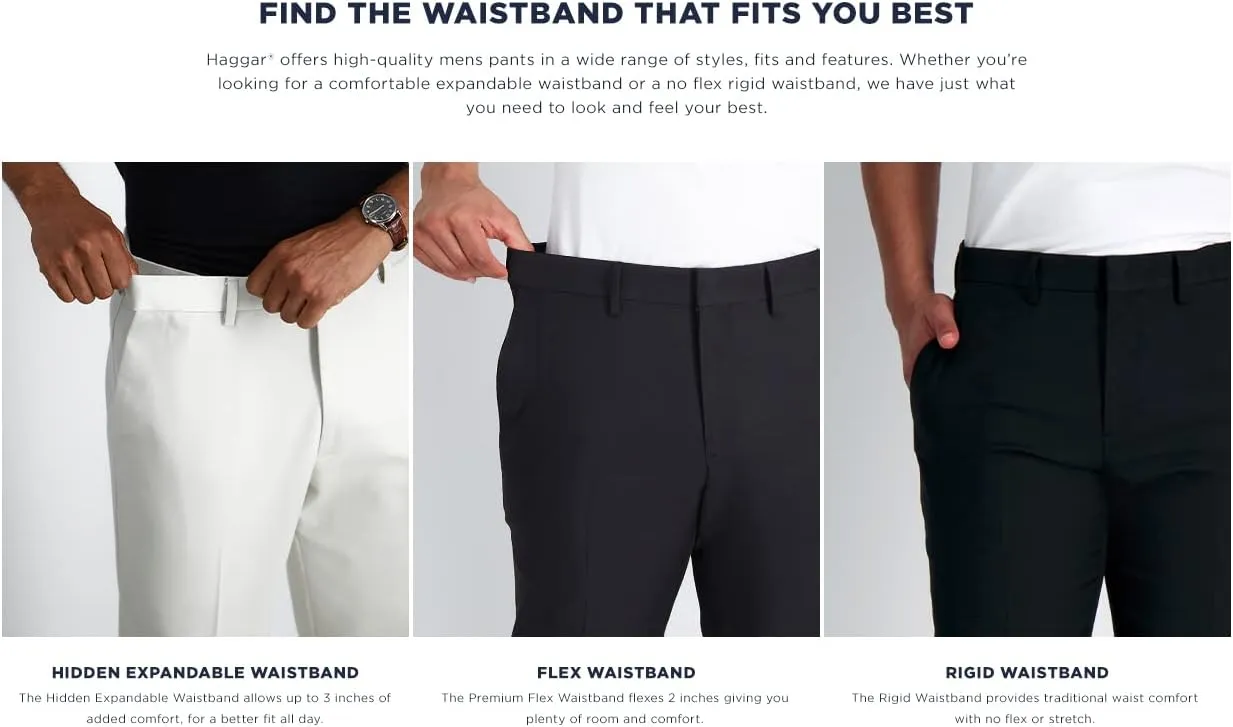Haggar Men's Work to Weekend Classic Fit Flat Front and Pleat Regular and Big and Tall Sizes