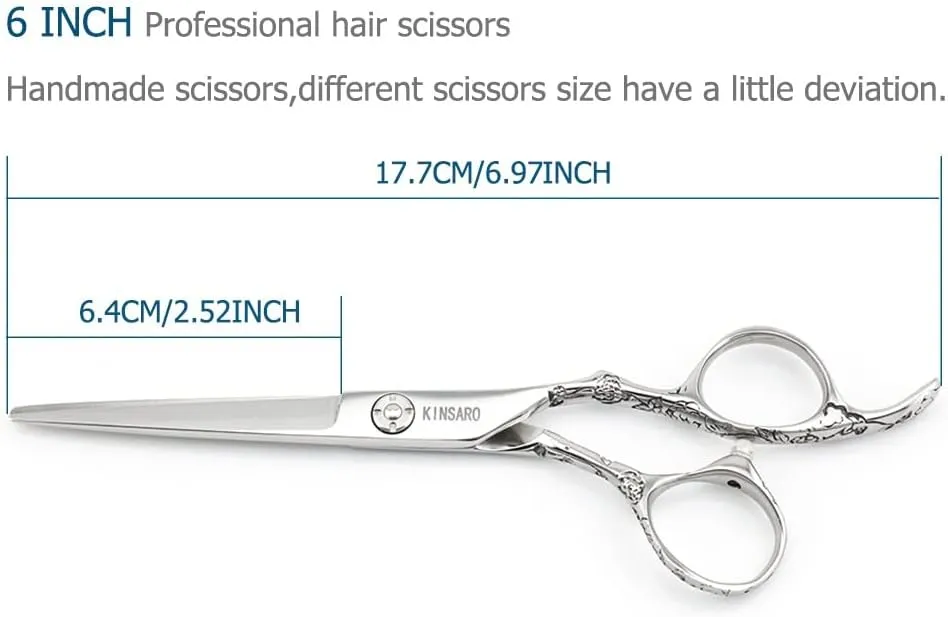 Hair Scissors 6 Inch Professional Barber Scissors Hair Cutting Scissors hairdresser scissors haircut scissors 440C Barber Shears Rose handle KINSARO