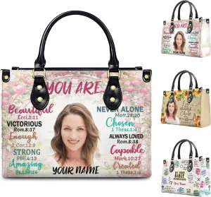 Handbag for Women, Custom Name Leather Tote Bag Gifts for Mom, Crossbody Purse for Shopping Work Business