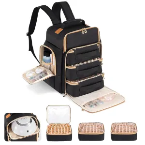 Hautton Nail Polish Organizer, Extra Large Storage Bag Holds 126 Bottles Nail Polish Lamp Supplies, Professional Sturdy Travel Case for Manicurist -Black
