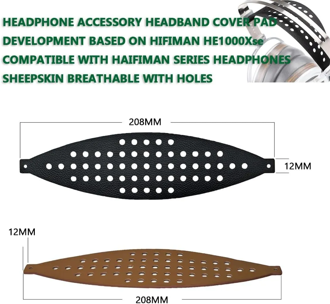Headphone Accessories Compatible with HIFIMAN Headphones HE1000Xse Ananda Edition X(XS) Headband Cover pad Sheepskin Breathable with Holes (Black)