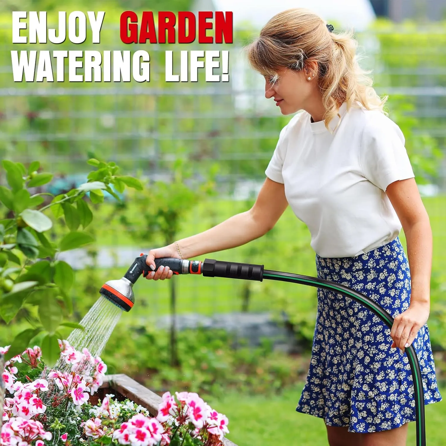 Heavy Duty Garden Hose 20ft, NON-EXPANDABLE Flexible Water Hose, Kink Resistant Lightweight Hybrid Hose, Leakproof Hose Male to Female Fittings