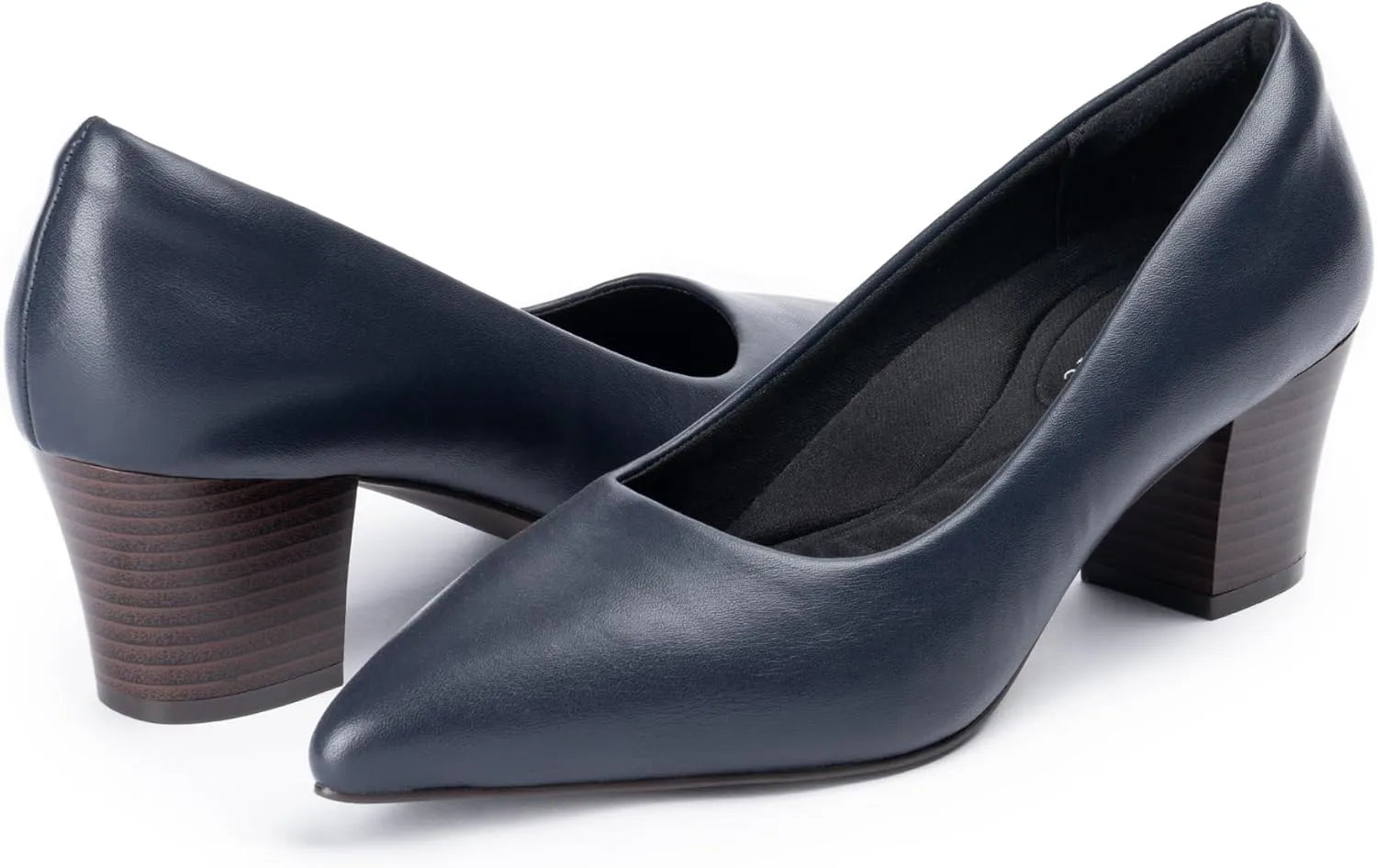 Heels for Women with Arch Support, Low Chunky Block Closed Toe Heels,Comfortable Pointed Toe Dress Office Slip on Pumps Shoes