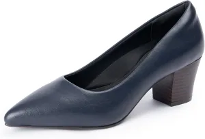 Heels for Women with Arch Support, Low Chunky Block Closed Toe Heels,Comfortable Pointed Toe Dress Office Slip on Pumps Shoes