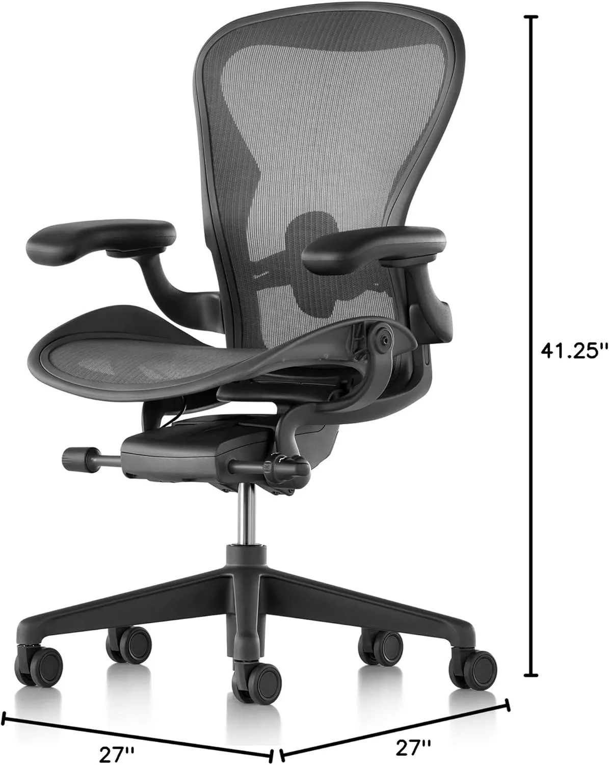 Herman Miller Aeron Chair Size B - Graphite Fully Loaded Adjustable Arm Height Tilt Tension Control Lumbar Support - Repackaged Ergonomic Office Desk Chair