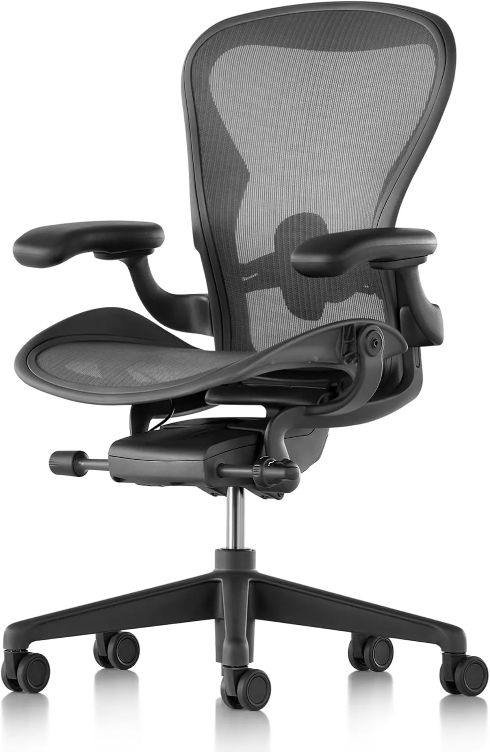 Herman Miller Aeron Chair Size B - Graphite Fully Loaded Adjustable Arm Height Tilt Tension Control Lumbar Support - Repackaged Ergonomic Office Desk Chair