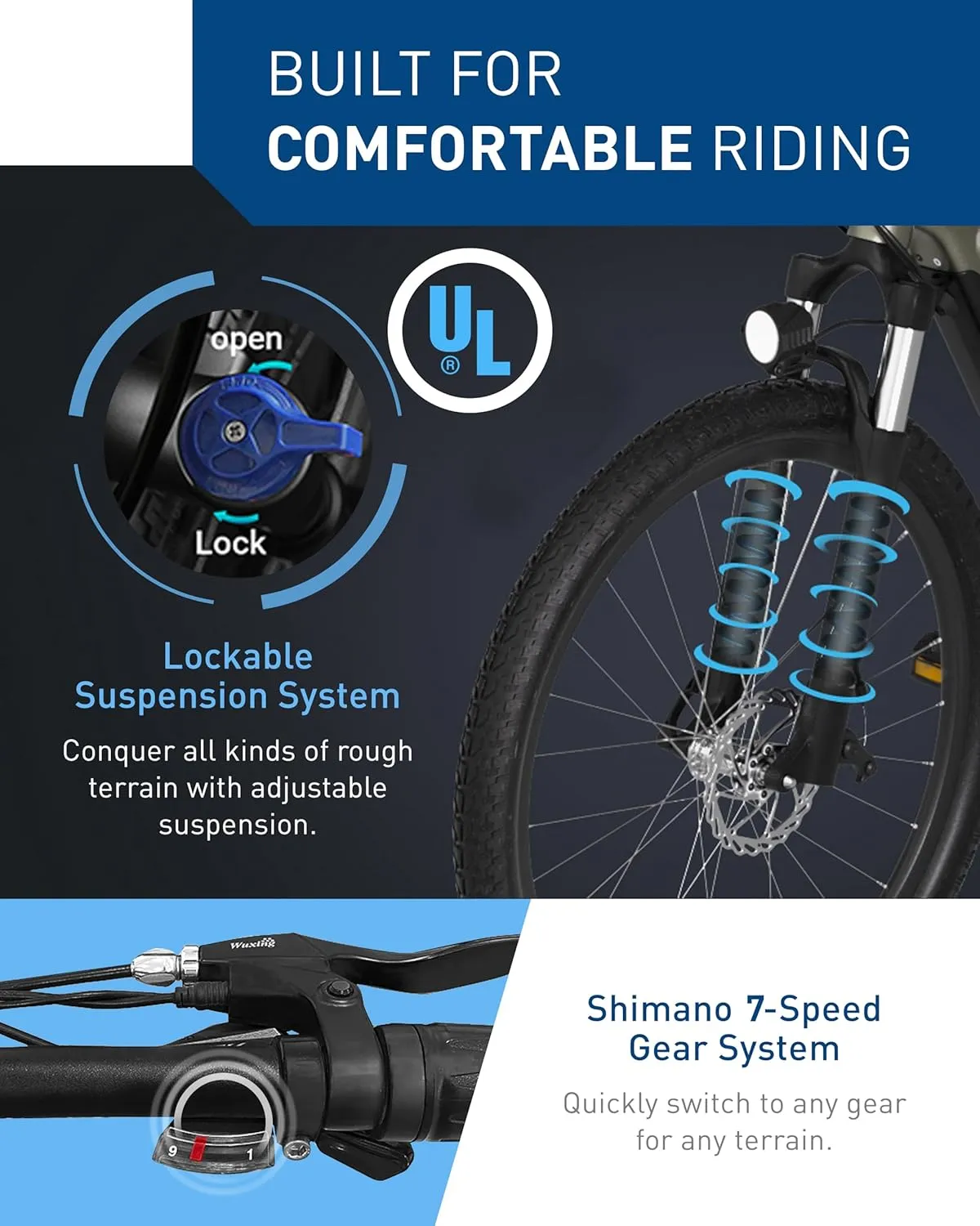 Hiboy P7 Electric Bike for Adults with 800W Peak Motor, 25mph Max Speed, 696 WH Removable Battery Ebike, 27.5" Electric Mountain Bike with 7-Speed and Front Suspension