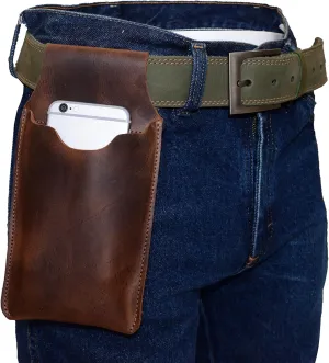 Hide & Drink, Leather Waist Phone Holder/Pouch/Bag/Case/Work & Outdoors Essentials, Handmade Includes 101 Year Warranty :: Bourbon Brown