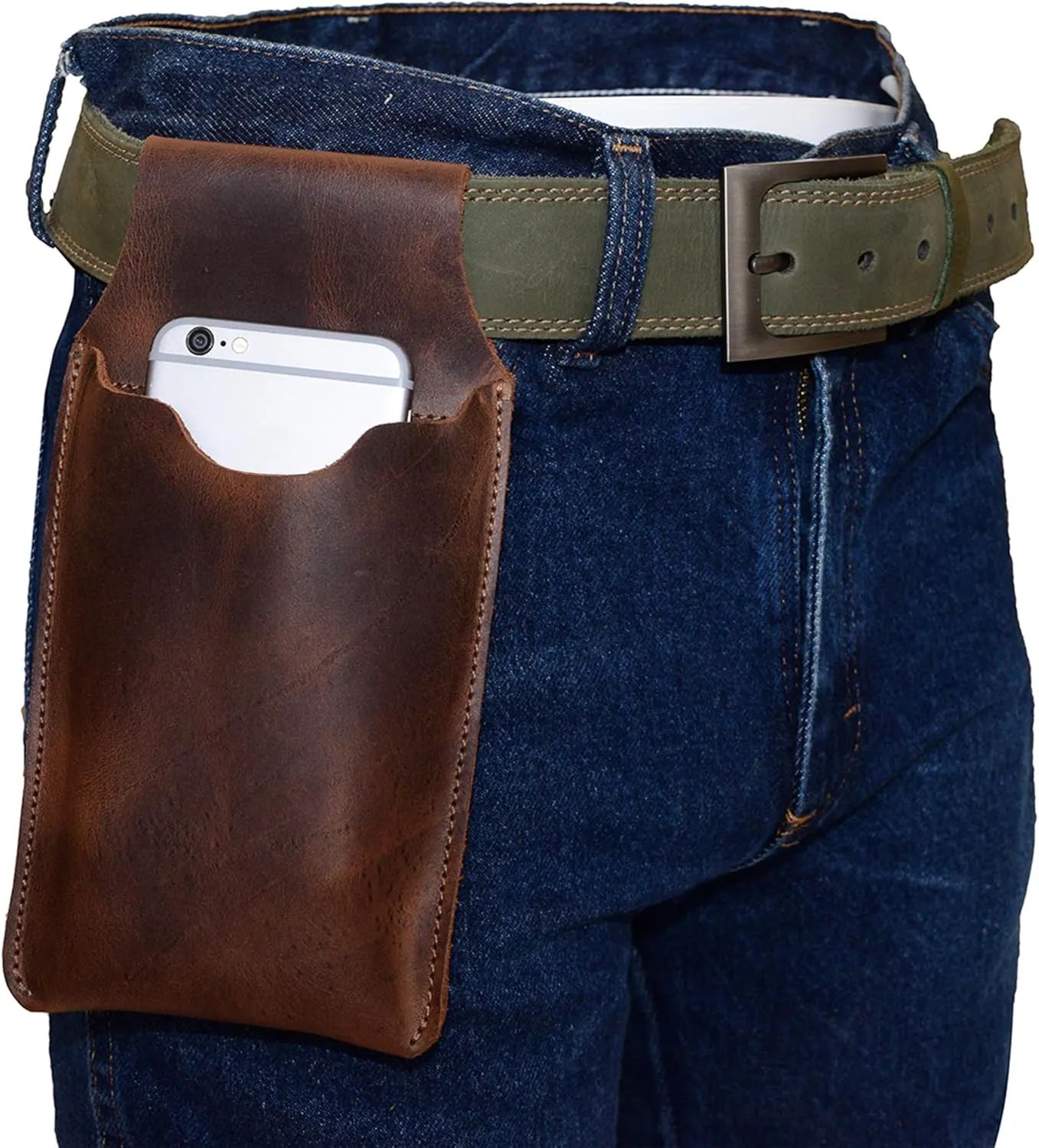 Hide & Drink, Leather Waist Phone Holder/Pouch/Bag/Case/Work & Outdoors Essentials, Handmade Includes 101 Year Warranty :: Bourbon Brown