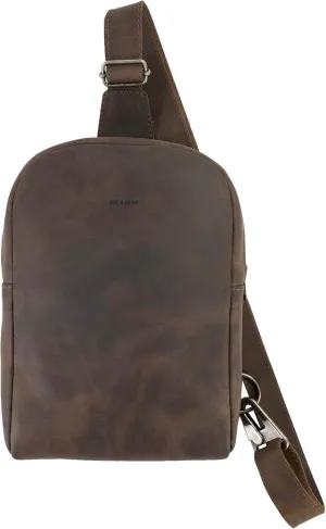 Hide & Drink, Rounded Crossbody Bag with Adjustable Strap, Messenger Bag, Travel Accessory, Full Grain Leather, Handmade, Bourbon Brown