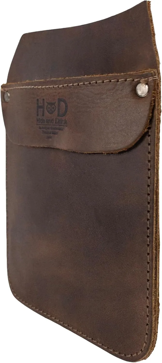 Hide & Drink, Work Pocket Organizer for Tools/Pens, Jeans Back Pocket Quick Grab Carry Job Tools, Office & Work Essentials, Full Grain Leather, Handmade