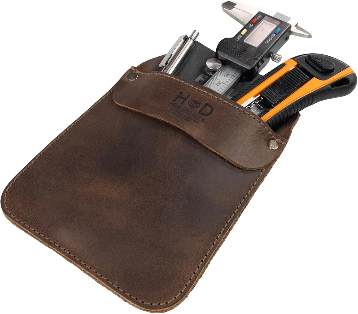 Hide & Drink, Work Pocket Organizer for Tools/Pens, Jeans Back Pocket Quick Grab Carry Job Tools, Office & Work Essentials, Full Grain Leather, Handmade