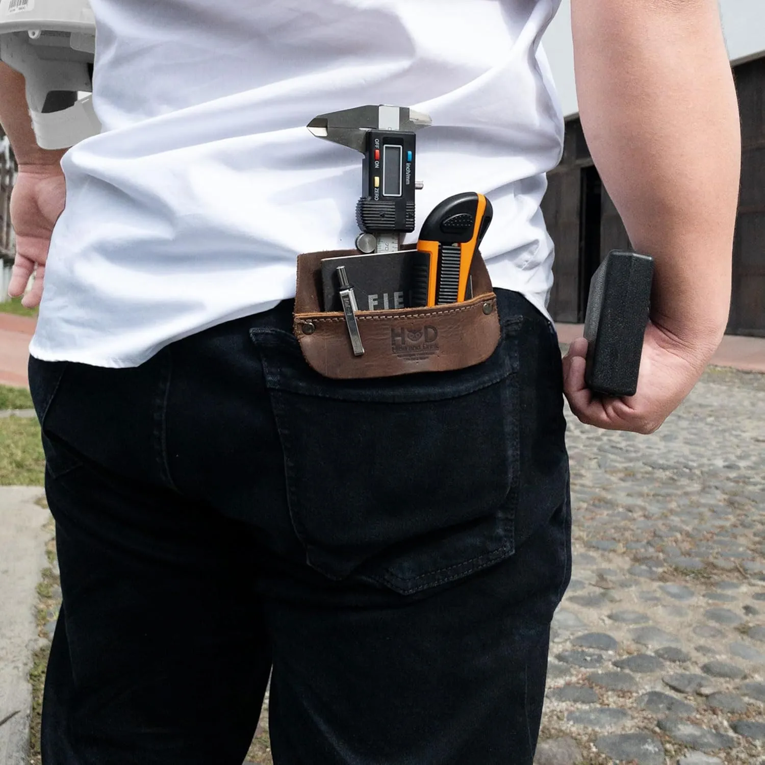 Hide & Drink, Work Pocket Organizer for Tools/Pens, Jeans Back Pocket Quick Grab Carry Job Tools, Office & Work Essentials, Full Grain Leather, Handmade