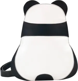 Hide & Play, Panda-Shaped Shoulder Bag, Crossbody Bag, Messenger Bag, Travel Bag for Men and Women, Full Grain Leather, Handmade, Charcoal Black