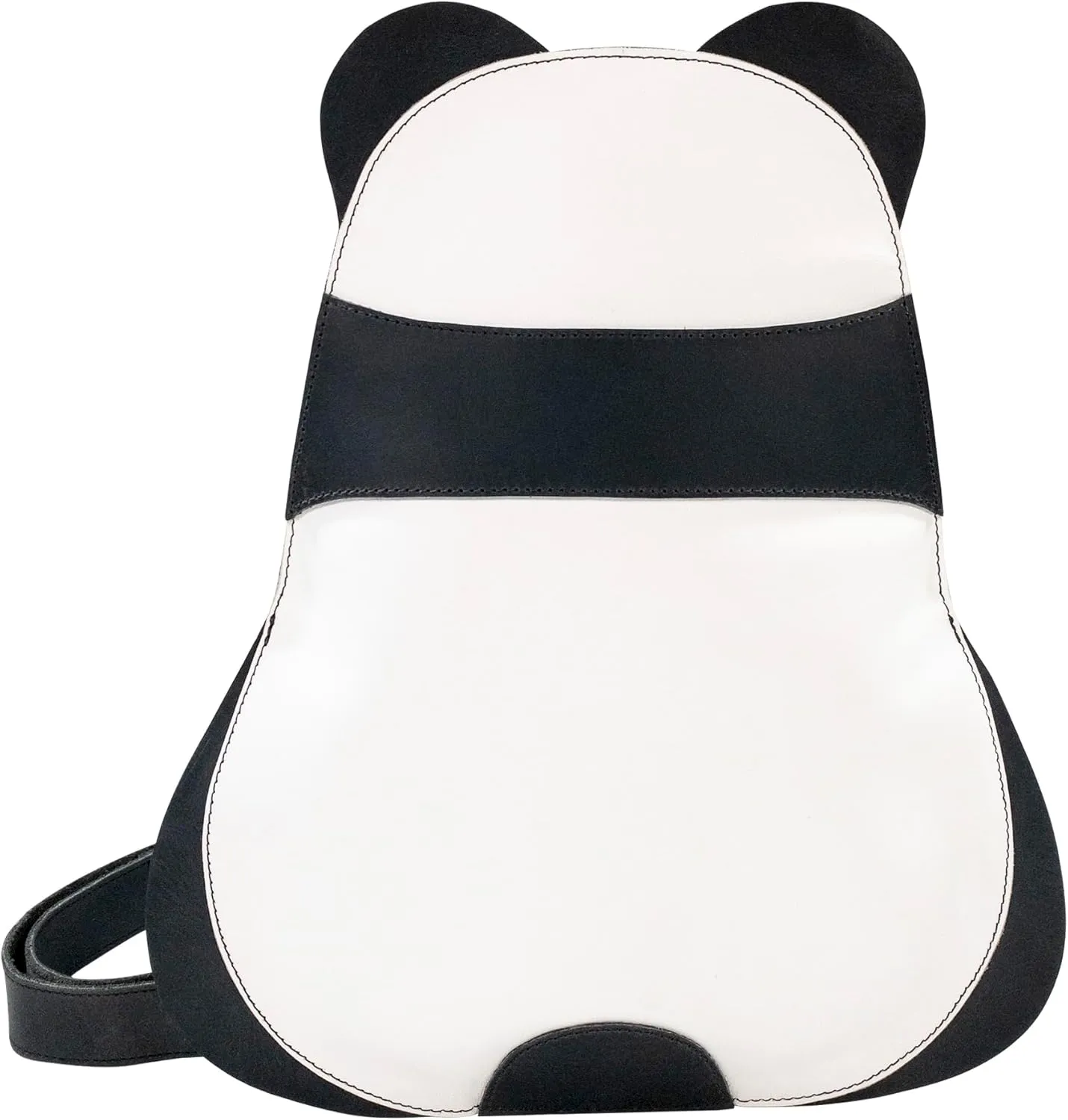 Hide & Play, Panda-Shaped Shoulder Bag, Crossbody Bag, Messenger Bag, Travel Bag for Men and Women, Full Grain Leather, Handmade, Charcoal Black