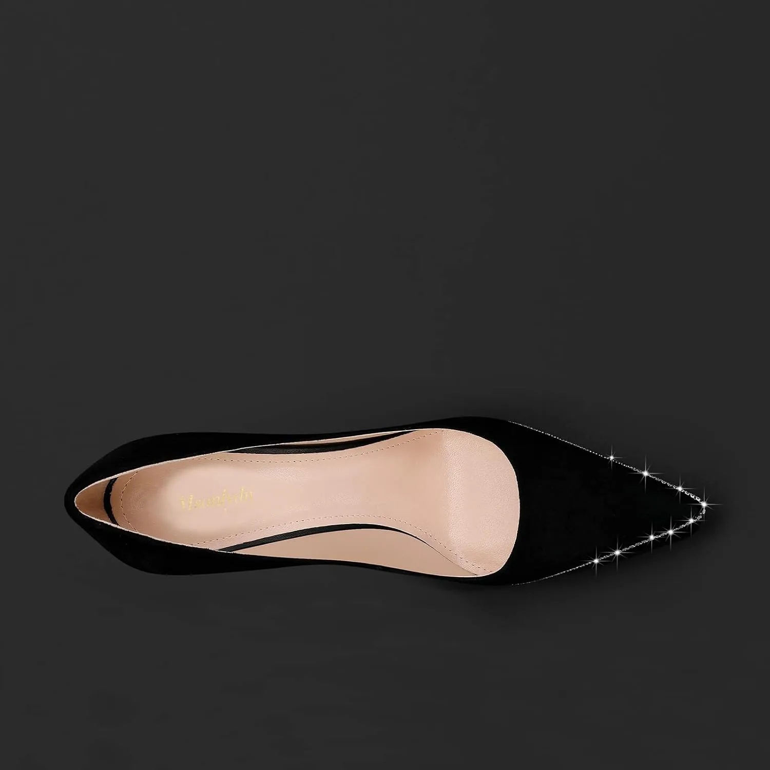 High Heels Business Women Patent Heels Pointed Toe Suede Pumps Women Leather Heels Diamond for Wedding Bridal, 3.74 inch