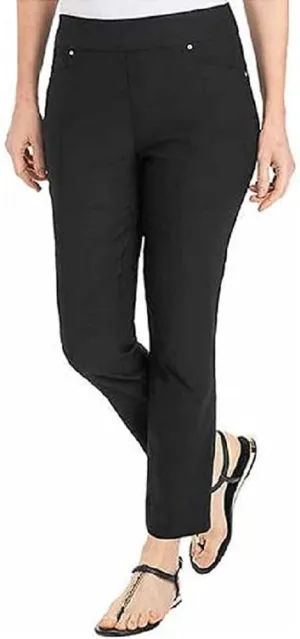 Hilary Radley Ladies Pull On Ankle Pants (Black, Large)