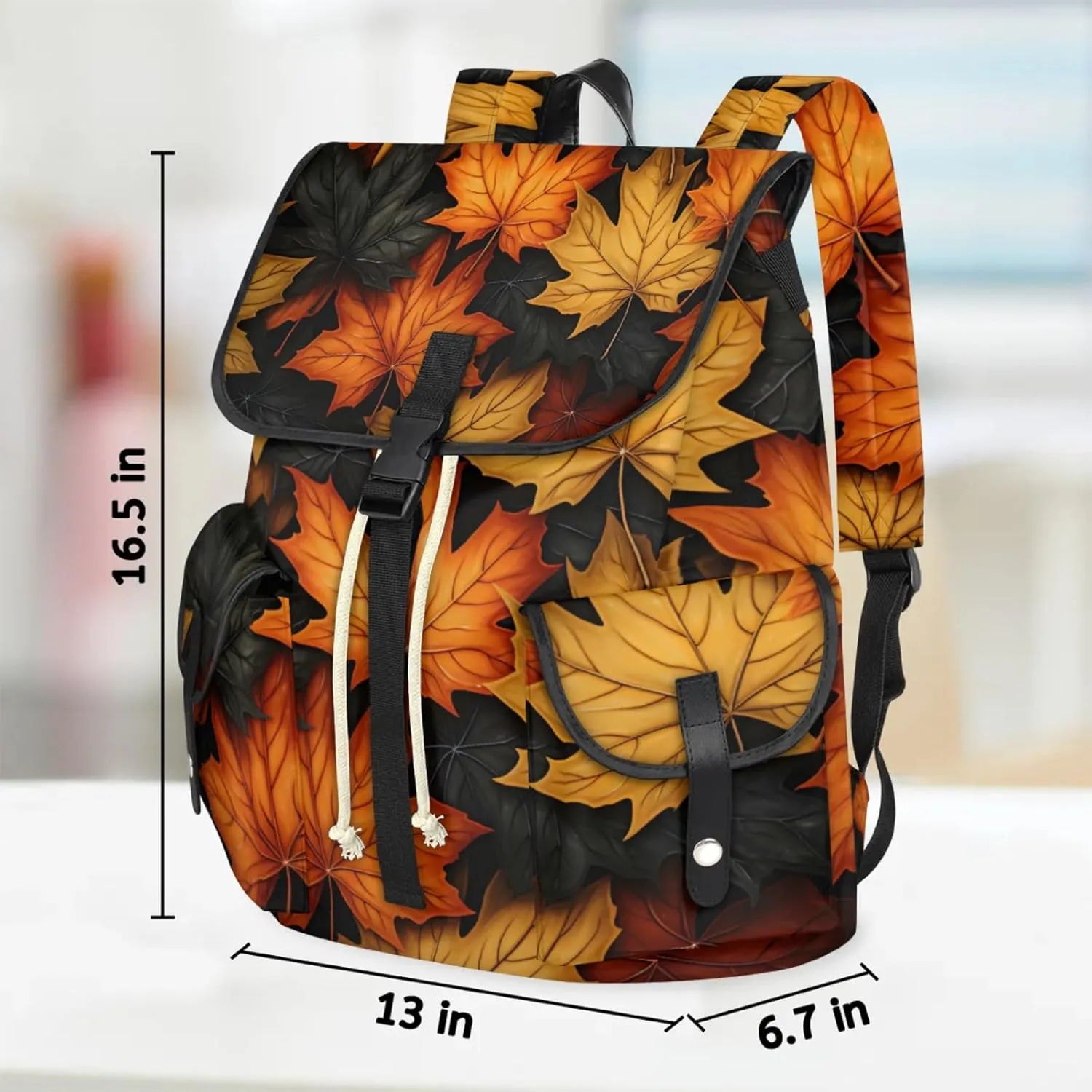 Honeybaby Vintage Waterproof Laptop Backpack for Men/Women Travel Essentials Backpack Expandable Carry On Bag with Anti-Theft Compartment Fits 15" Notebook Autumn Maple Leaf