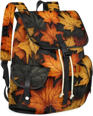 Honeybaby Vintage Waterproof Laptop Backpack for Men/Women Travel Essentials Backpack Expandable Carry On Bag with Anti-Theft Compartment Fits 15" Notebook Autumn Maple Leaf