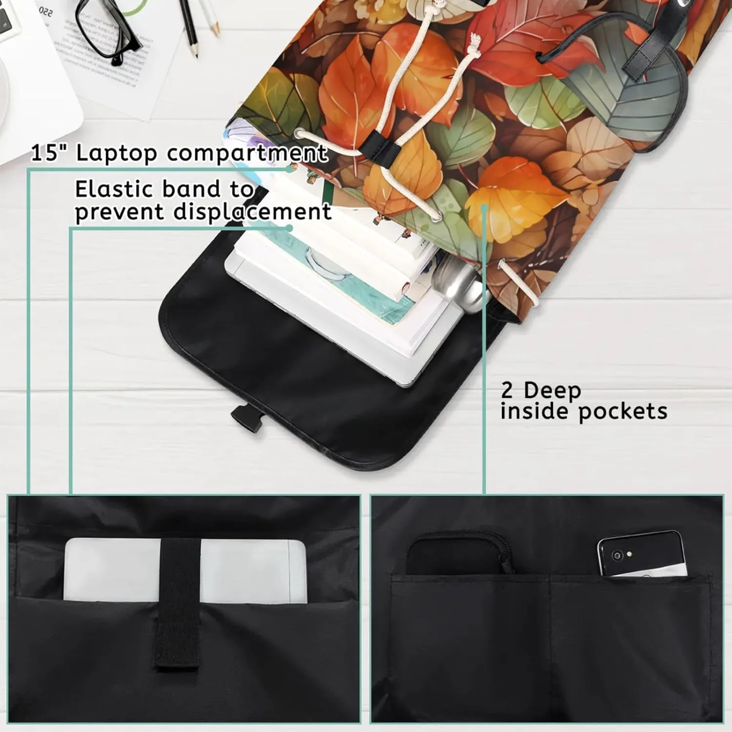 Honeybaby Vintage Waterproof Laptop Backpack for Men/Women Travel Essentials Backpack Expandable Carry On Bag with Anti-Theft Compartment Fits 15" Notebook Falling Leaves